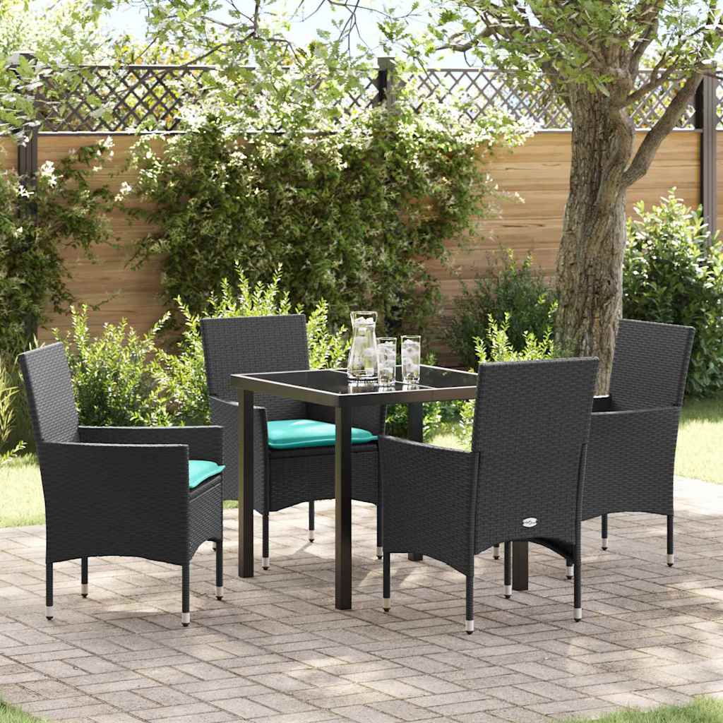 vidaXL Tafel en stoelen set met kussen 3 pcs Bruin PE Rattan