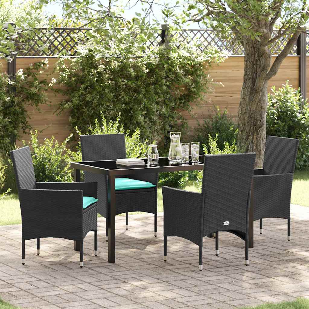 vidaXL Tafel en stoelen set met kussen 3 pcs Bruin PE Rattan