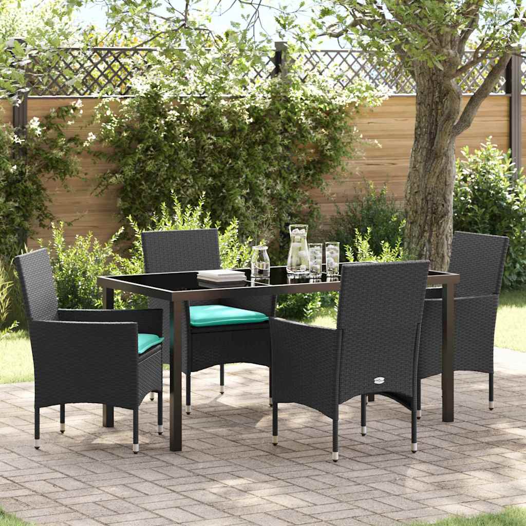 vidaXL Tafel en stoelen set met kussen 3 pcs Bruin PE Rattan