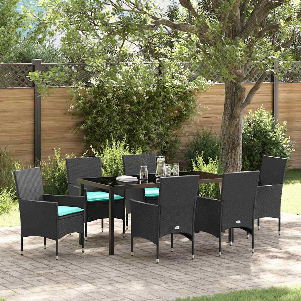 vidaXL Tafel en stoelen set met kussen 3 pcs Bruin PE Rattan