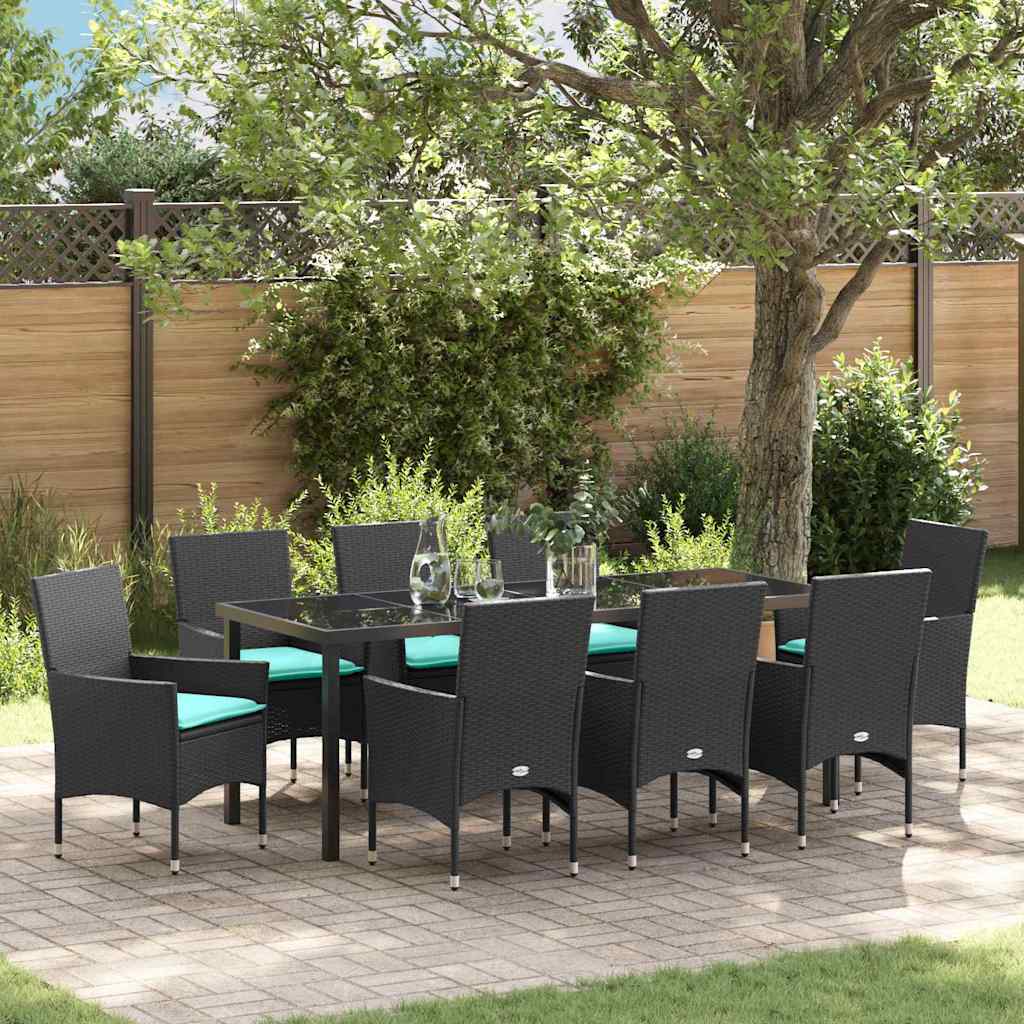 vidaXL Tafel en stoelen set met kussen 3 pcs Bruin PE Rattan
