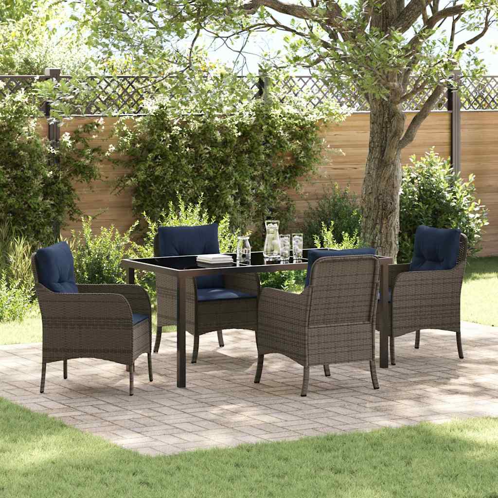vidaXL Tuin eettafelset met kussen 3 pcs Grijs poly rattan