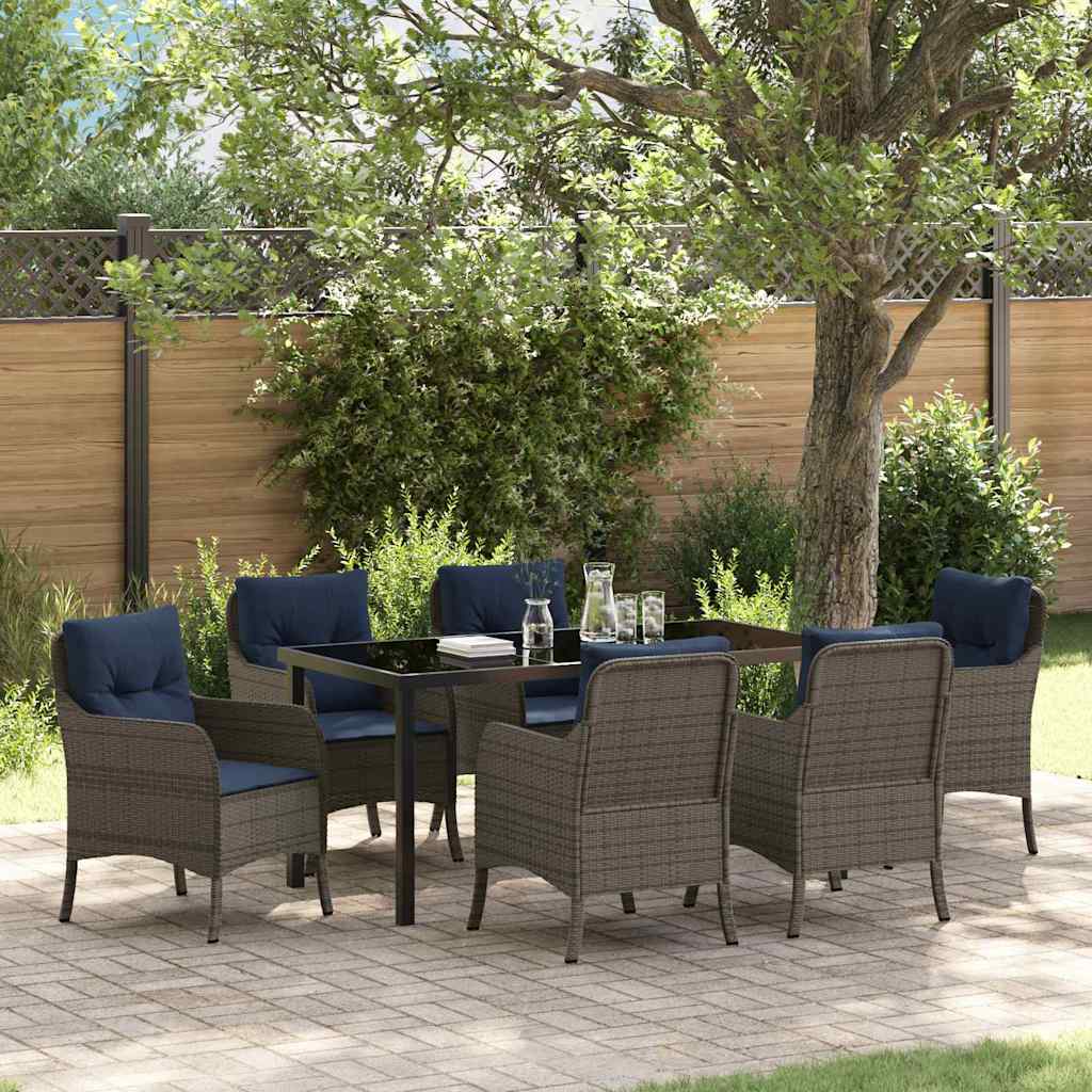 vidaXL Tuin eettafelset met kussen 3 pcs Grijs poly rattan