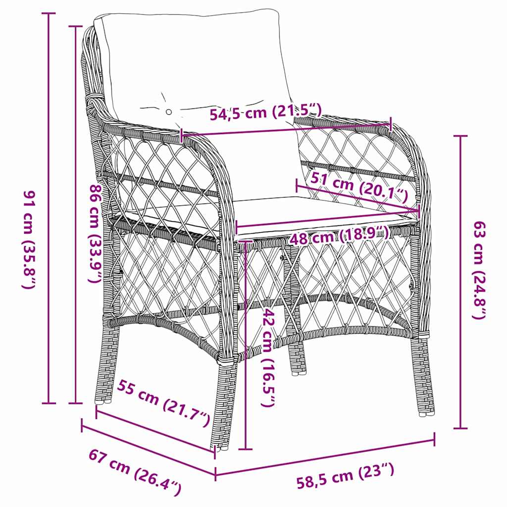 vidaXL Tuin eettafelset met kussen 5 pcs Grijs en zwart Rattan