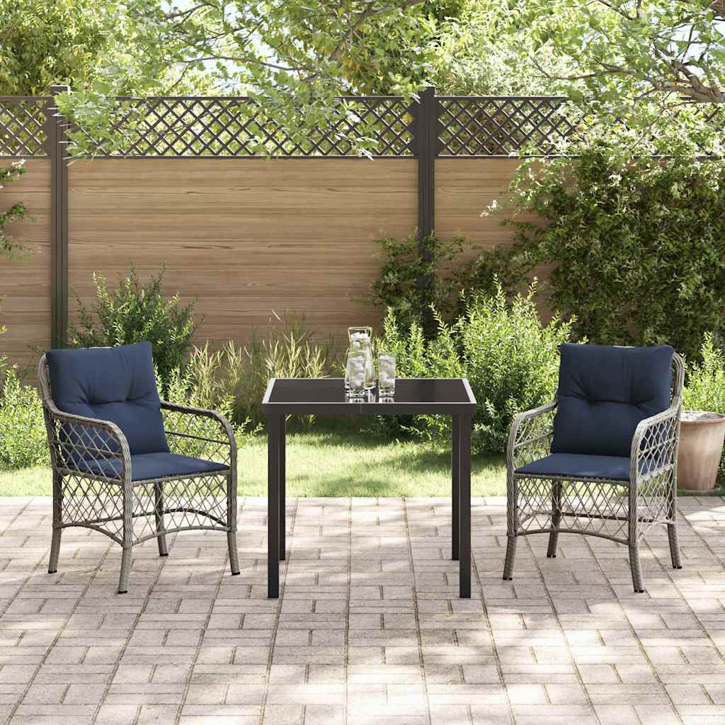 vidaXL Tuin eettafelset met kussen 5 pcs Grijs en zwart Rattan