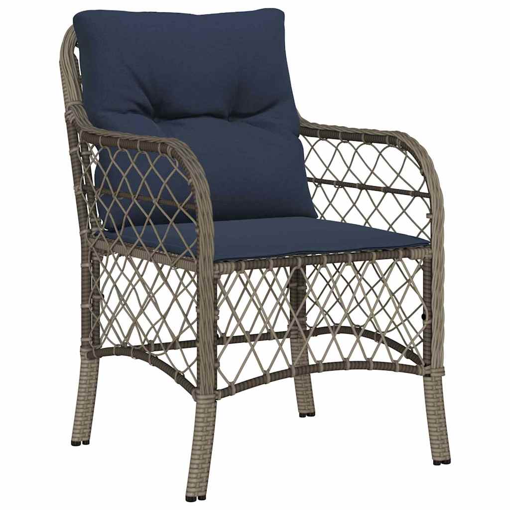 vidaXL Tuin eettafelset met kussen 5 pcs Grijs en zwart Rattan