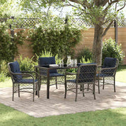 vidaXL Tuin eettafelset met kussen 5 pcs Grijs en zwart Rattan
