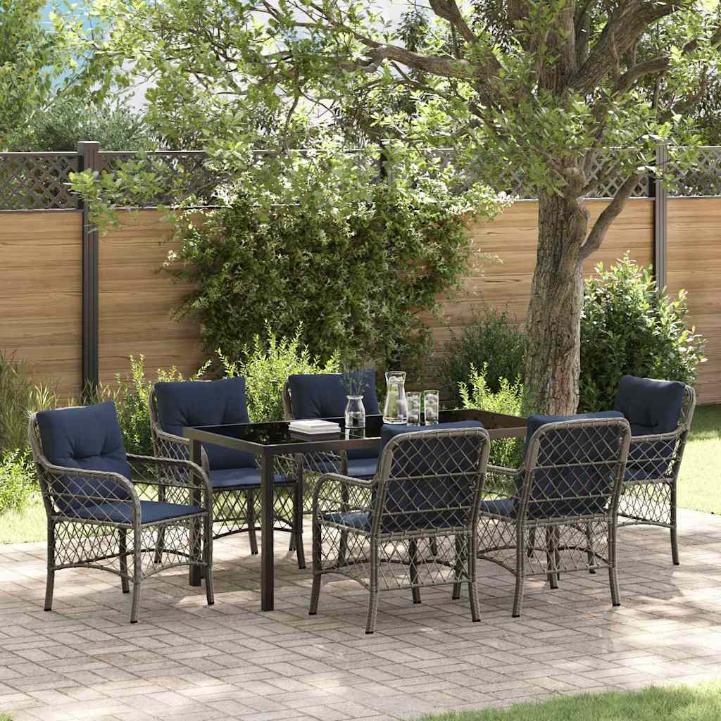 vidaXL Tuin eettafelset met kussen 5 pcs Grijs en zwart Rattan