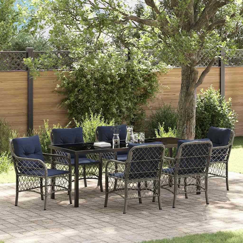 vidaXL Tuin eettafelset met kussen 5 pcs Grijs en zwart Rattan