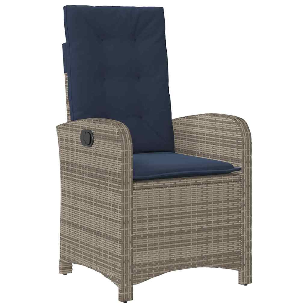 vidaXL 3-delige Tuinset met Kussens - Grijze Poly Rattan