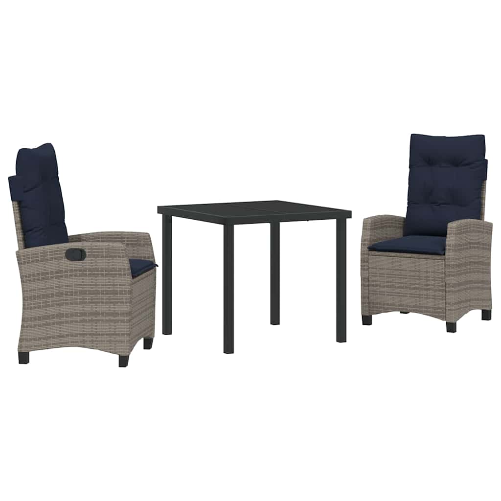 vidaXL Tuin eettafelset met kussen 5 pcs Grijs poly rattan