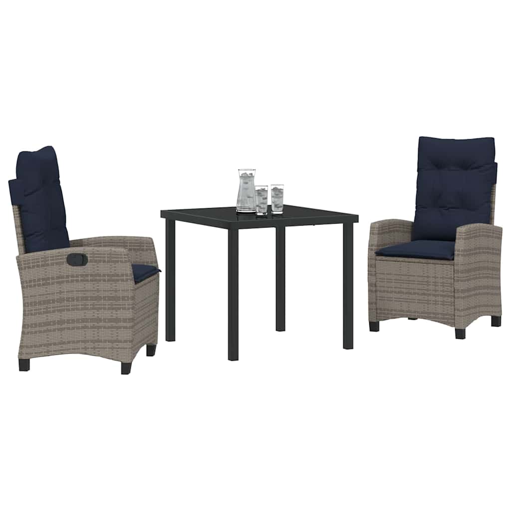 vidaXL Tuin eettafelset met kussen 5 pcs Grijs poly rattan