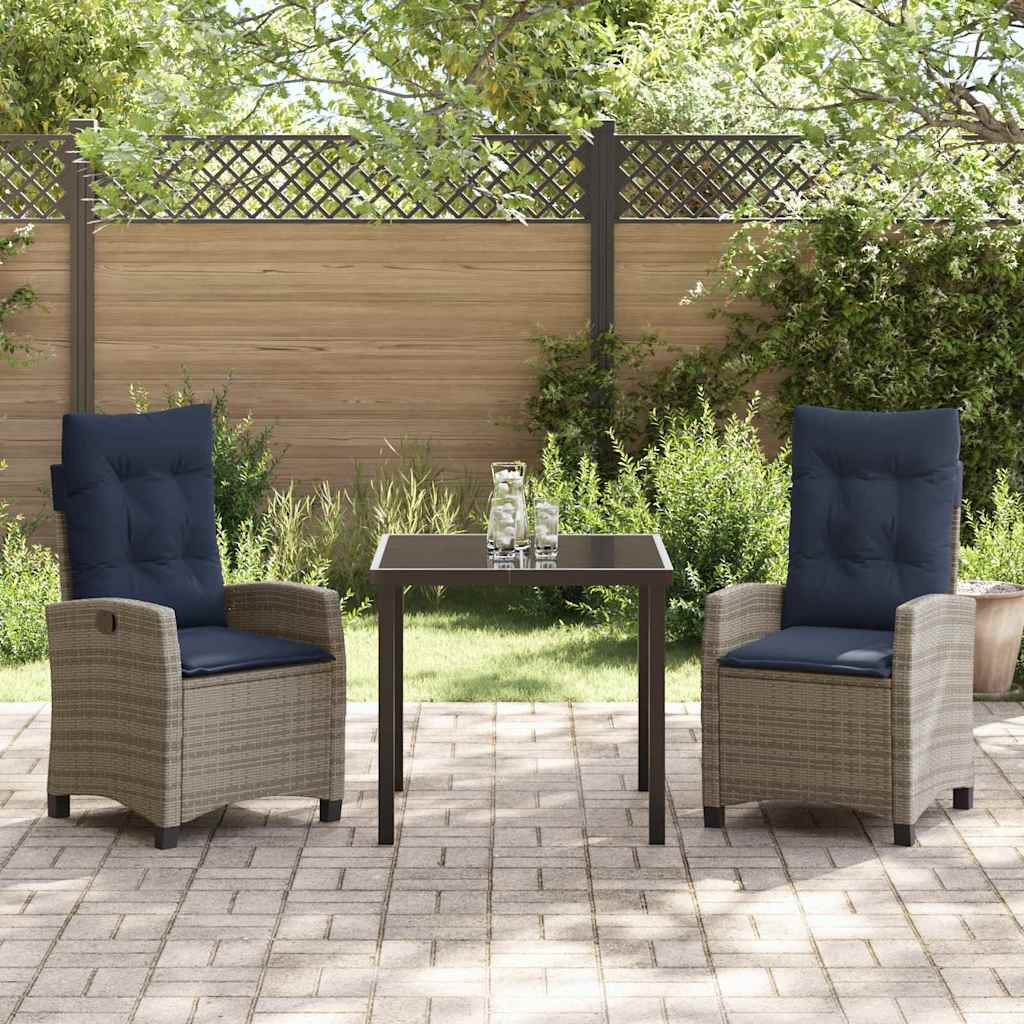 vidaXL Tuin eettafelset met kussen 5 pcs Grijs poly rattan