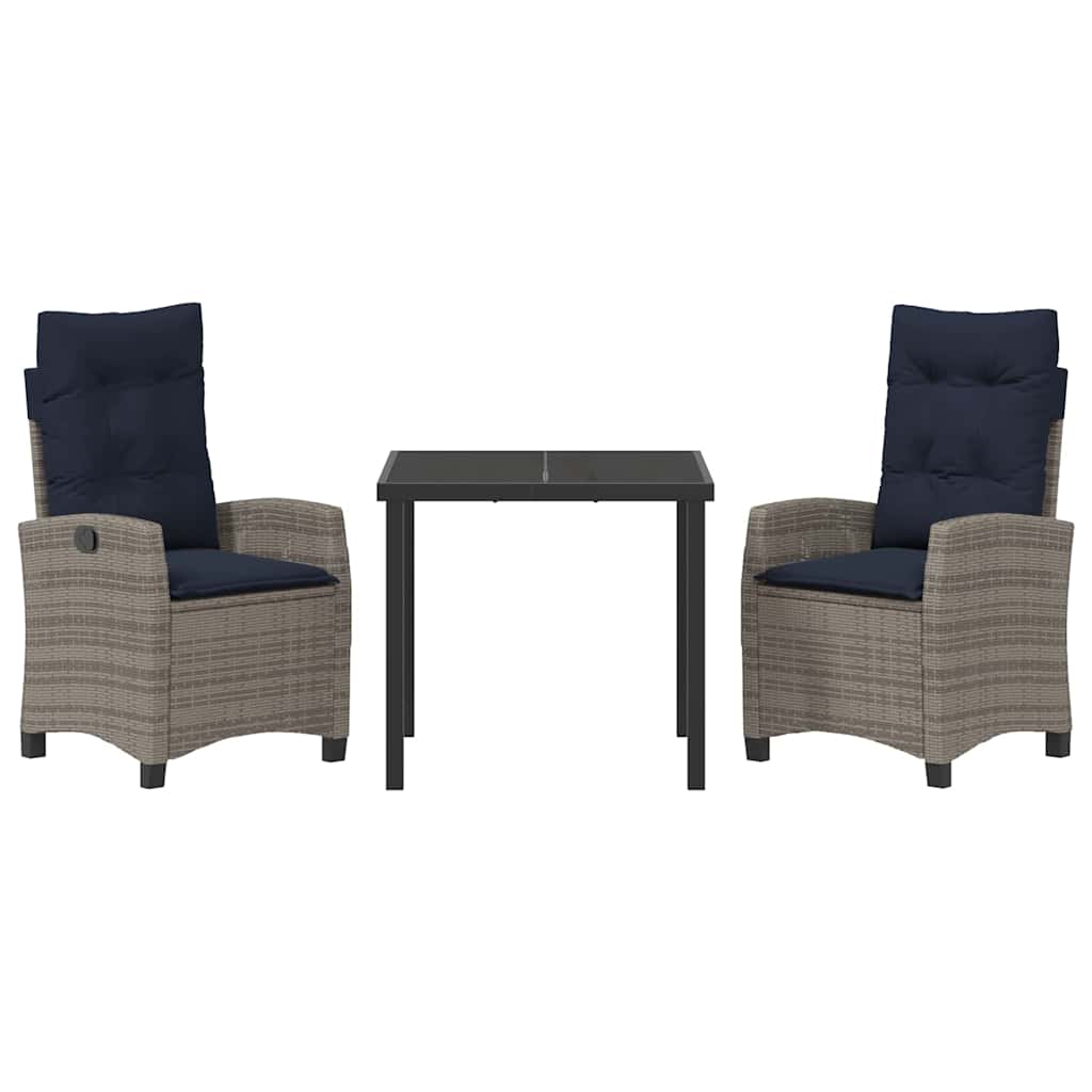 vidaXL Tuin eettafelset met kussen 5 pcs Grijs poly rattan