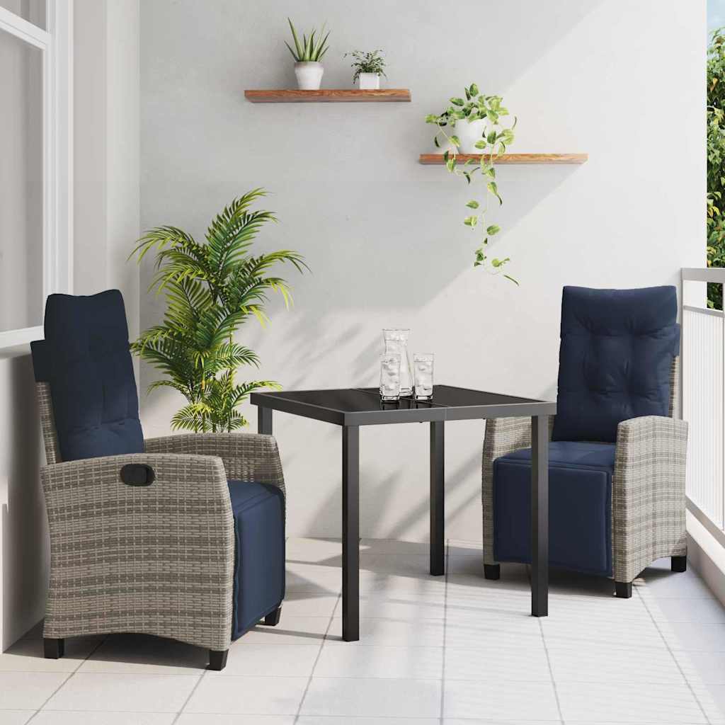 vidaXL Tuin eettafelset met kussen 5 pcs Grijs poly rattan