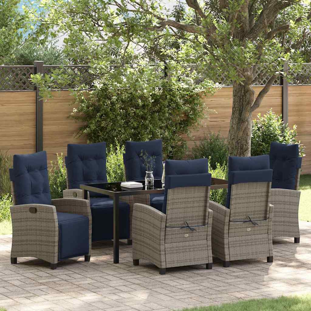 vidaXL Tuin eettafelset met kussen 5 pcs Grijs poly rattan