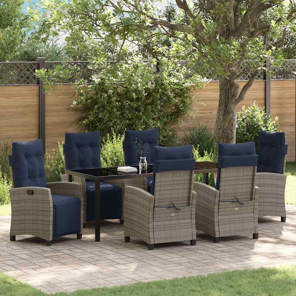 vidaXL Tuin eettafelset met kussen 5 pcs Grijs poly rattan