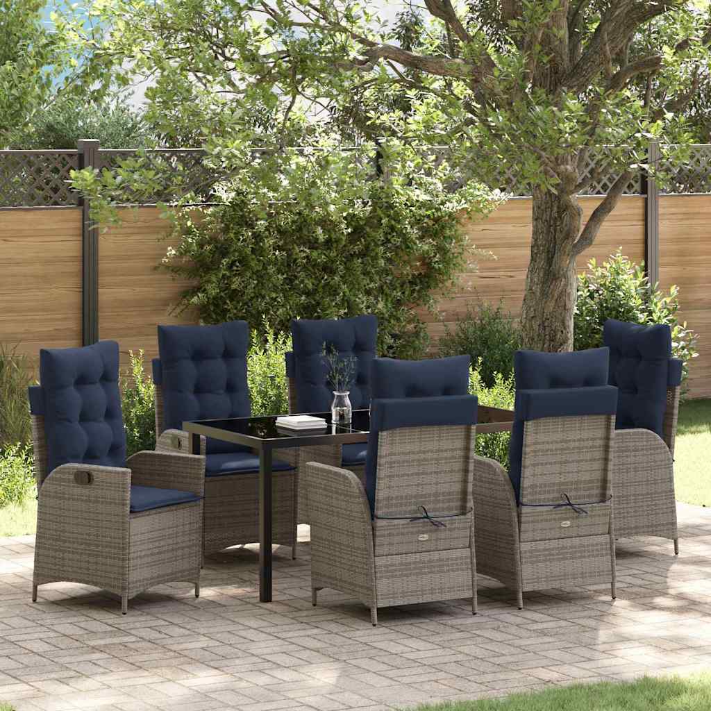 vidaXL Tuin eettafelset met kussen 3 pcs Grijs en zwart Rattan