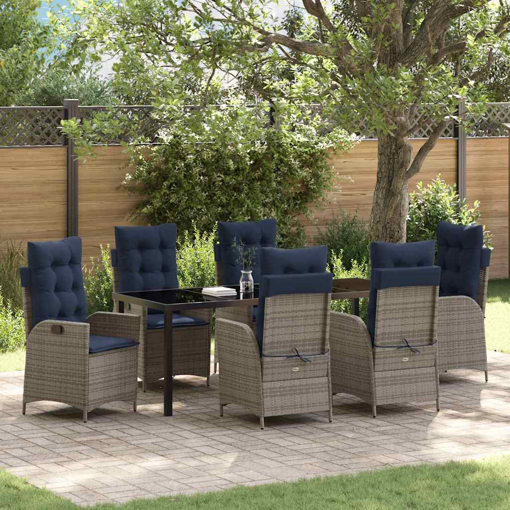 vidaXL Tuin eettafelset met kussen 3 pcs Grijs en zwart Rattan