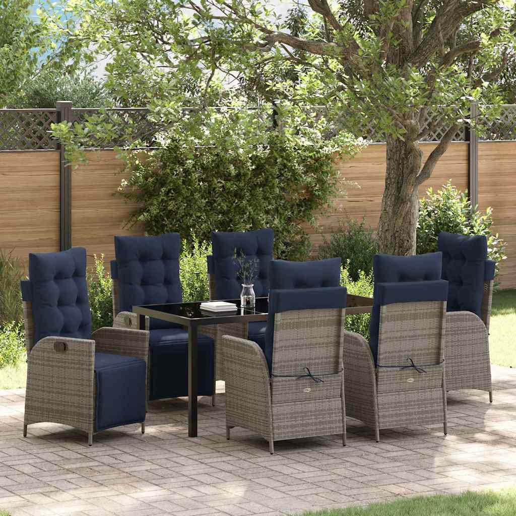 vidaXL Tuin eettafelset met kussen 3 pcs Grijs en zwart Rattan