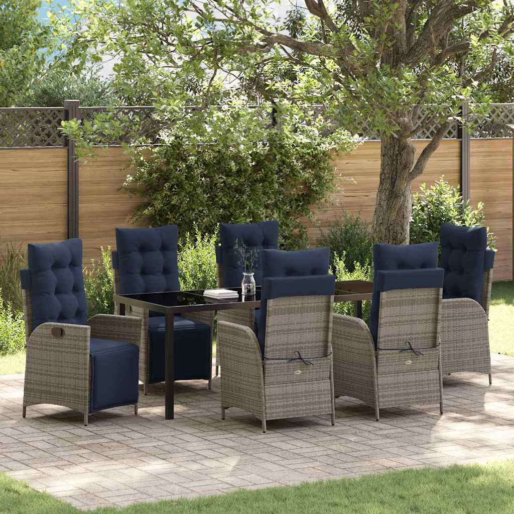 vidaXL Tuin eettafelset met kussen 3 pcs Grijs en zwart Rattan
