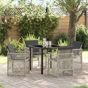 vidaXL 5-delige Tuin Eetset met Kussens Zwart Poly Rattan