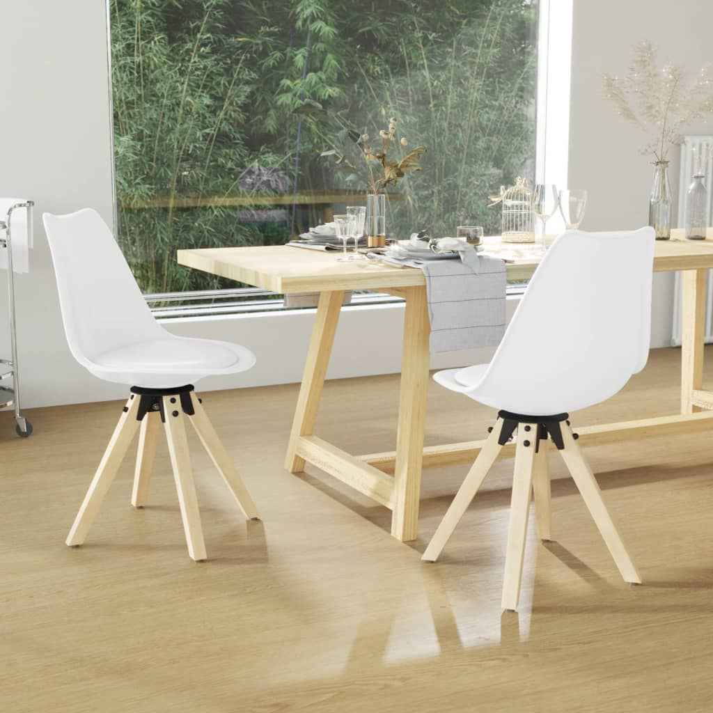 vidaXL Eetkamerstoelen draaibaar 2 st PP wit
