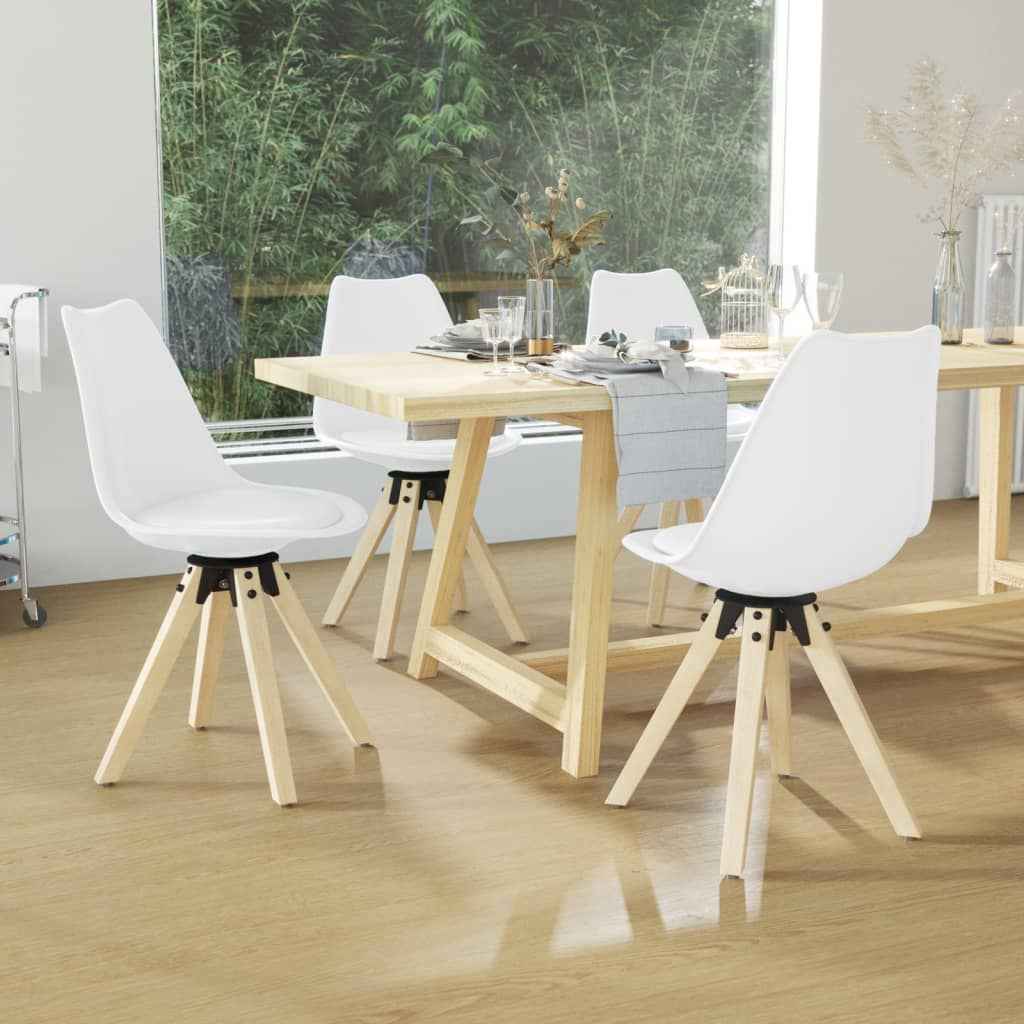 vidaXL Eetkamerstoelen draaibaar 2 st PP wit
