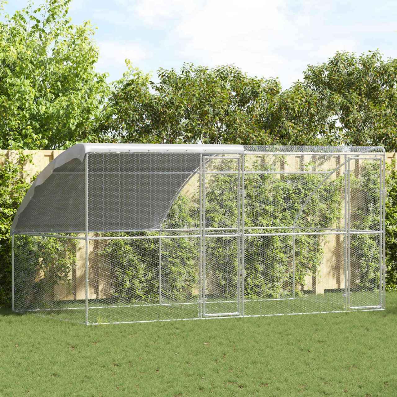 vidaXL Kippenhok Zilver 400 x 200 x 198.5 cm Gegalvaniseerd staal