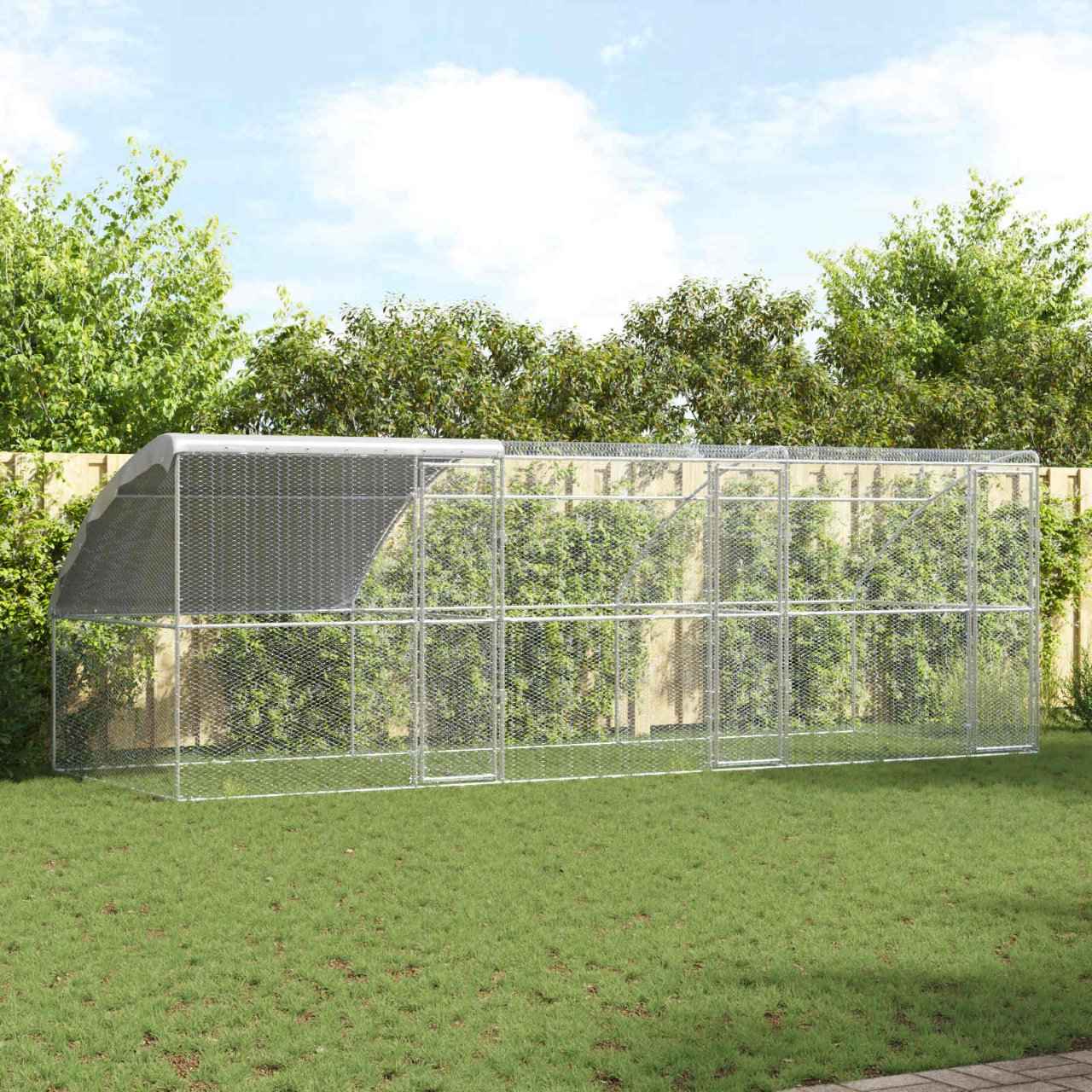 vidaXL Kippenhok Zilver 400 x 200 x 198.5 cm Gegalvaniseerd staal