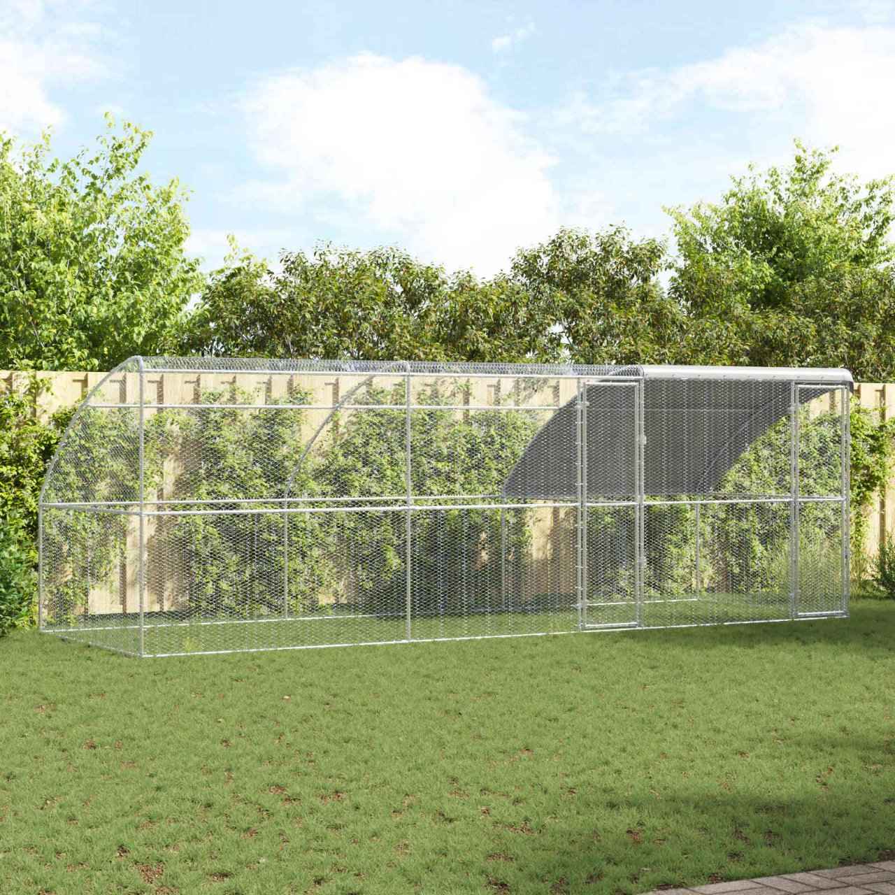 vidaXL Kippenhok Zilver 400 x 200 x 198.5 cm Gegalvaniseerd staal