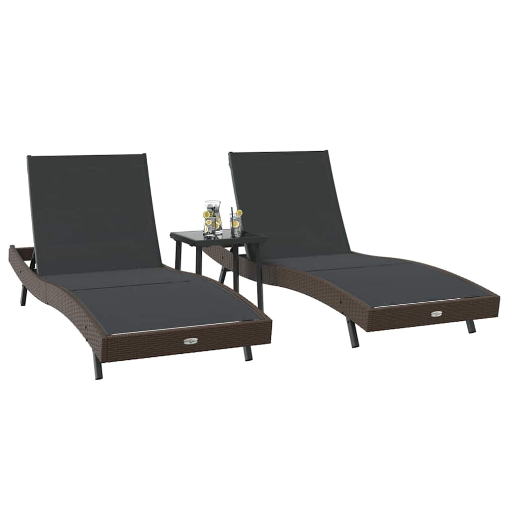 vidaXL Tuin Sofa Set 3 pcs Zwart 40 x 40 x 40.5 cm poly rattan