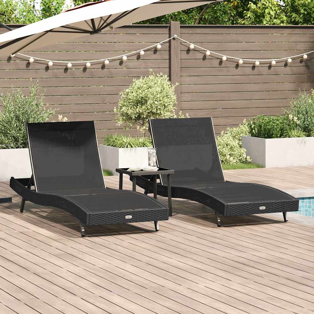 vidaXL Tuin Sofa Set 3 pcs Zwart 40 x 40 x 40.5 cm poly rattan