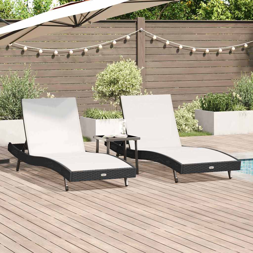 vidaXL Tuin Sofa Set 3 pcs Zwart 40 x 40 x 40.5 cm poly rattan