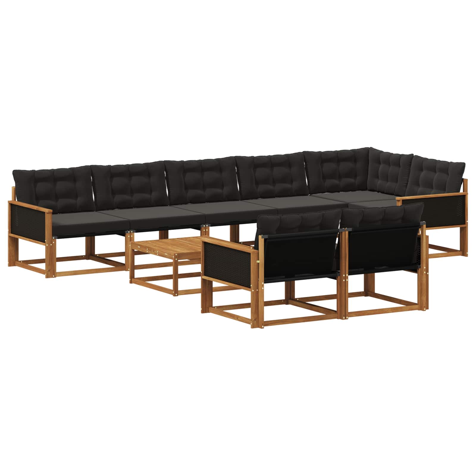 vidaXL Buiten bankenset met kussen 9 pcs Natuurlijk en Crème