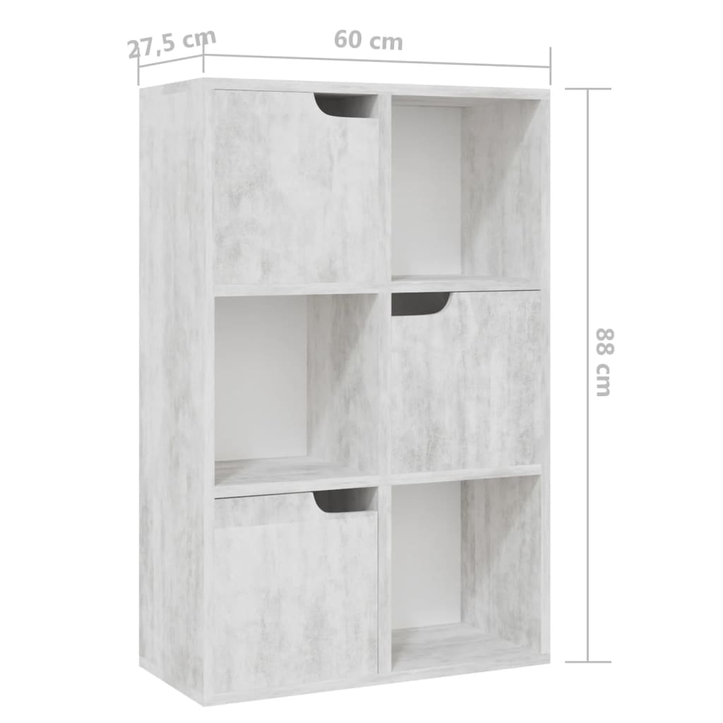 vidaXL Boekenkast 60x27,5x88 cm bewerkt hout betongrijs