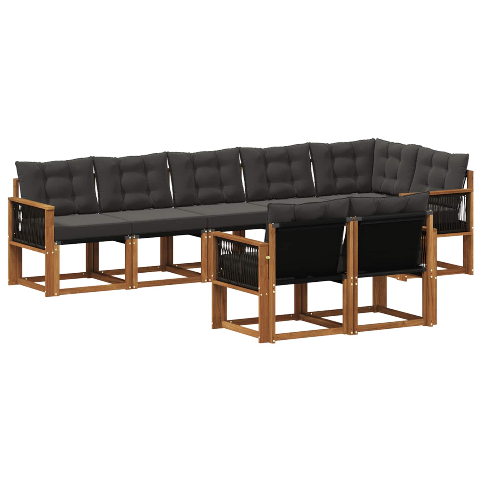 vidaXL Buiten bankenset met kussen 8 pcs Natuurlijk en Crème