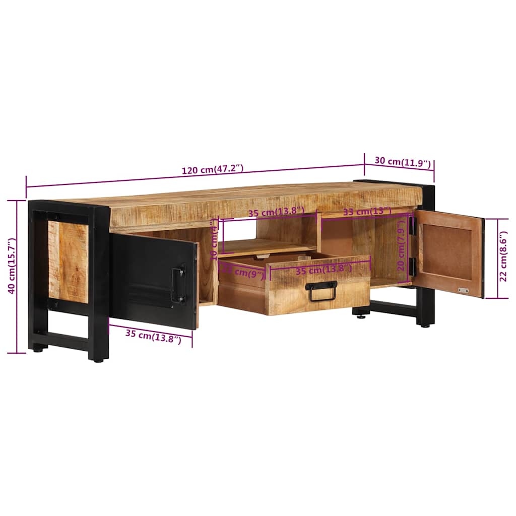 vidaXL TV Stand 120x30x40 cm Solid Reclaimed Wood