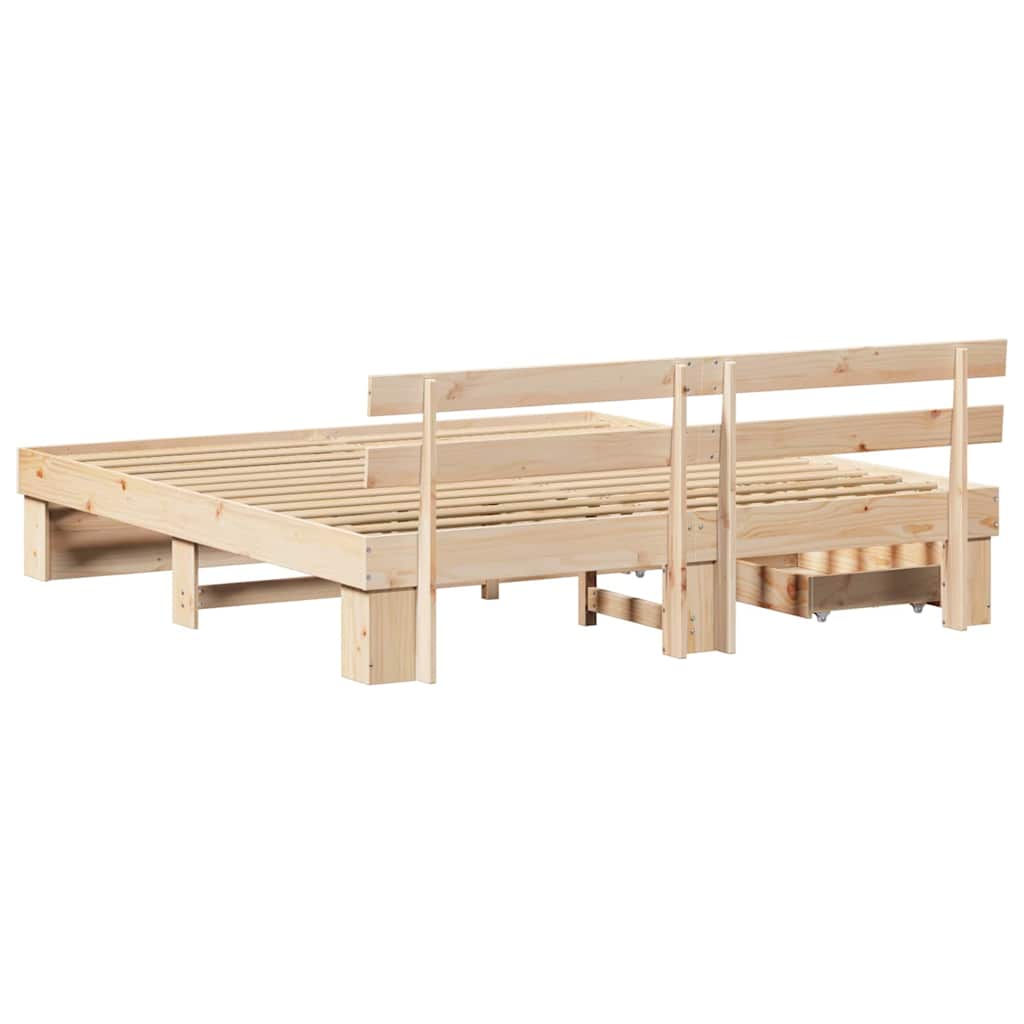 vidaXL Bedframe met hoofdeinde Bruin 200 x 200 cm Massief grenenhout