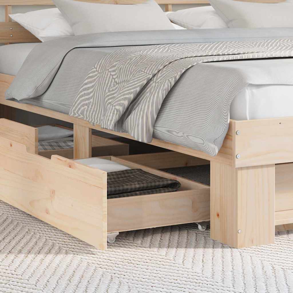 vidaXL Bedframe met hoofdeinde Bruin 200 x 200 cm Massief grenenhout