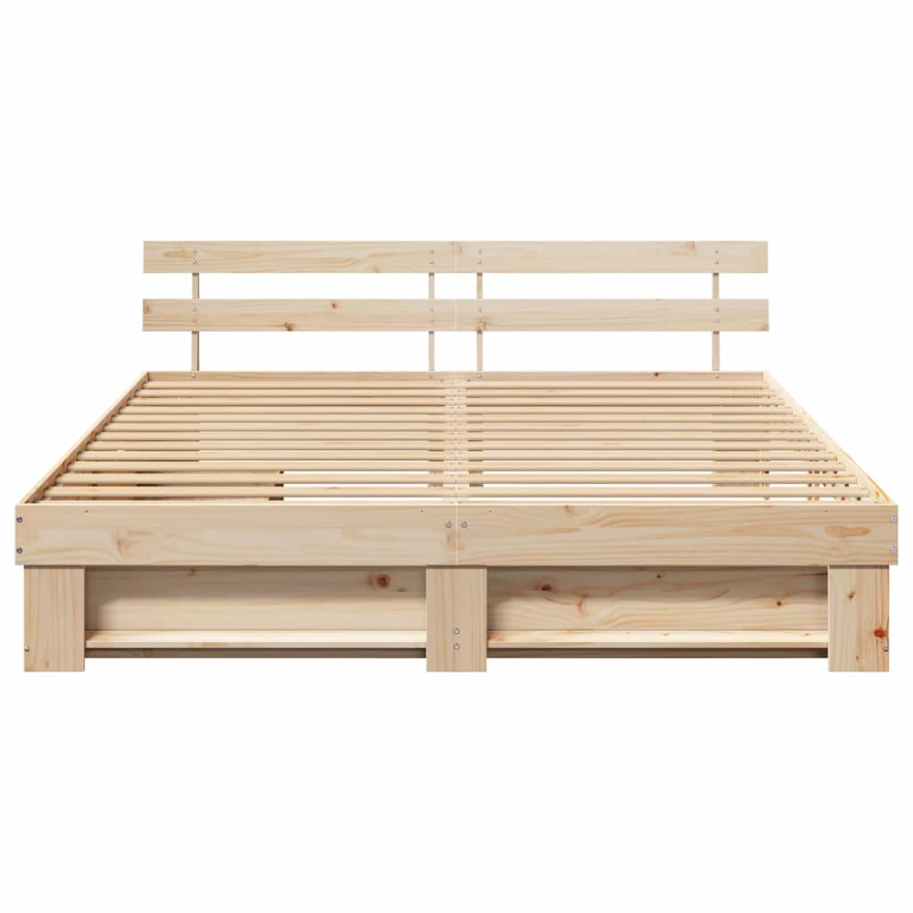 vidaXL Bedframe met hoofdeinde Bruin 200 x 200 cm Massief grenenhout