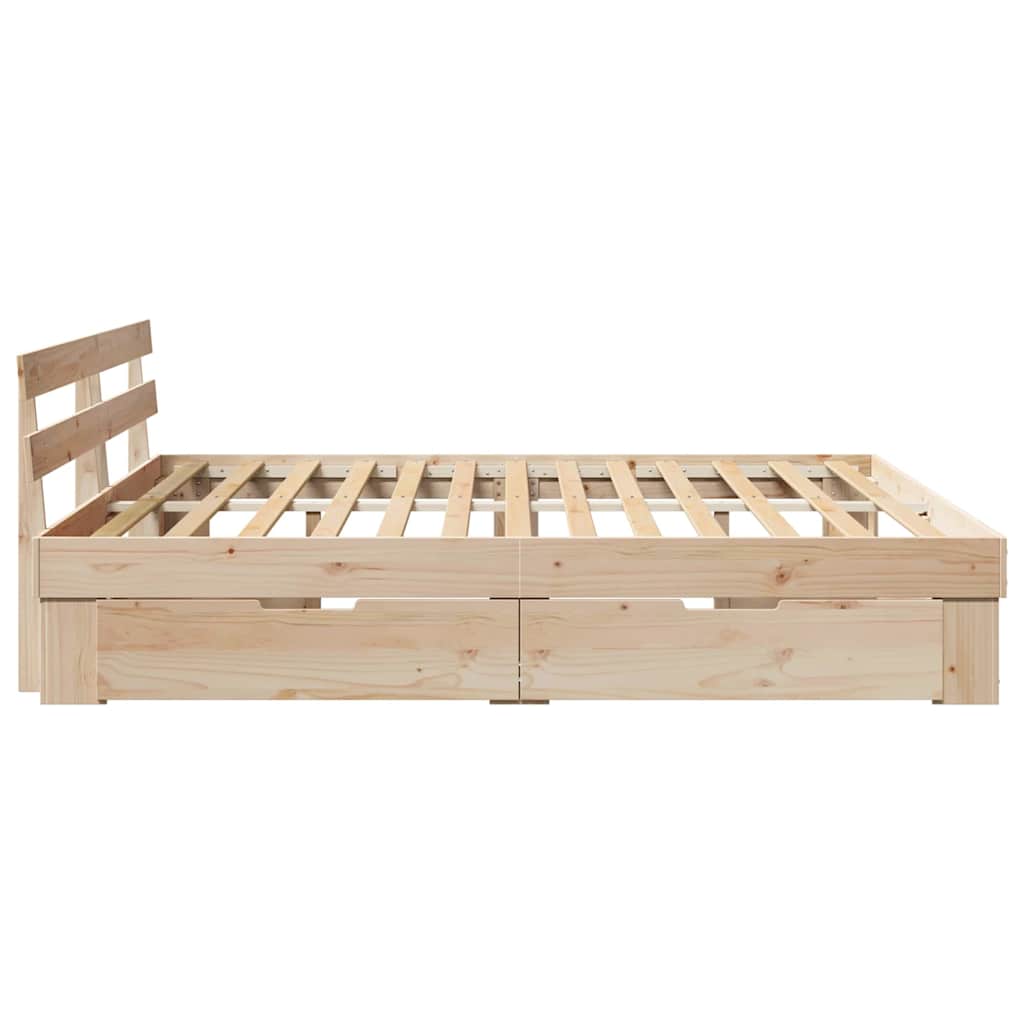 vidaXL Bedframe met hoofdeinde Bruin 200 x 200 cm Massief grenenhout