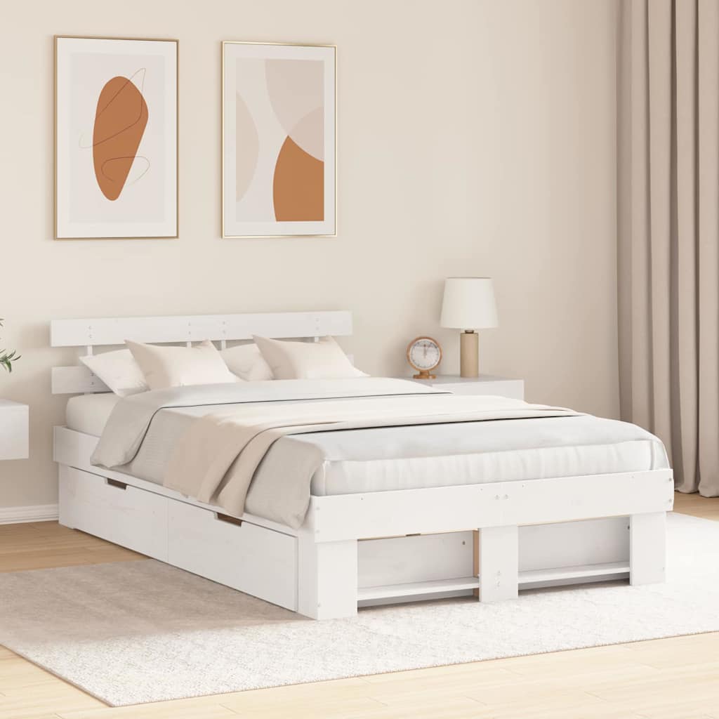 vidaXL Bedframe met hoofdeinde Bruin 200 x 200 cm Massief grenenhout