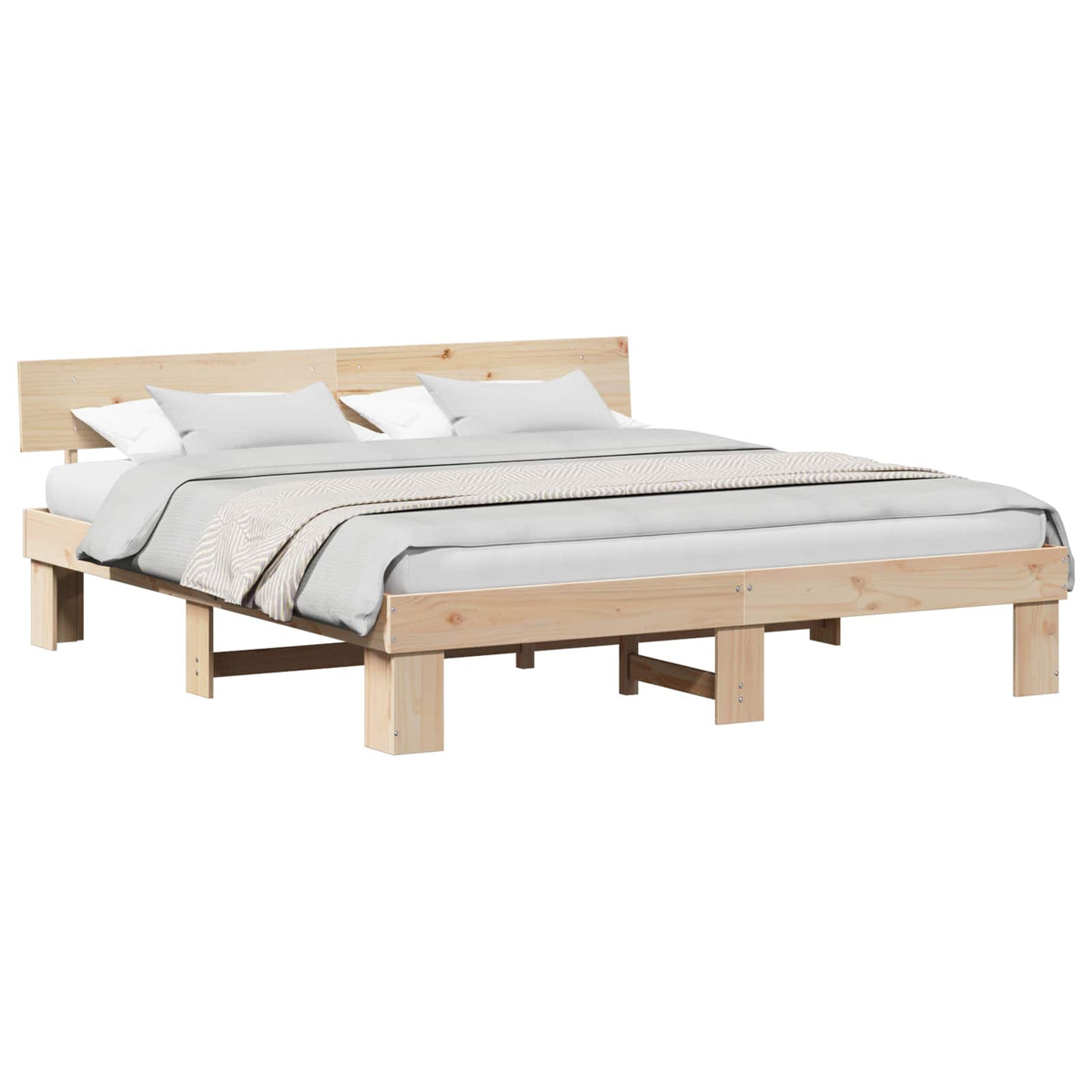 vidaXL Bedframe met hoofdeinde Bruin 200 x 200 cm Massief grenenhout