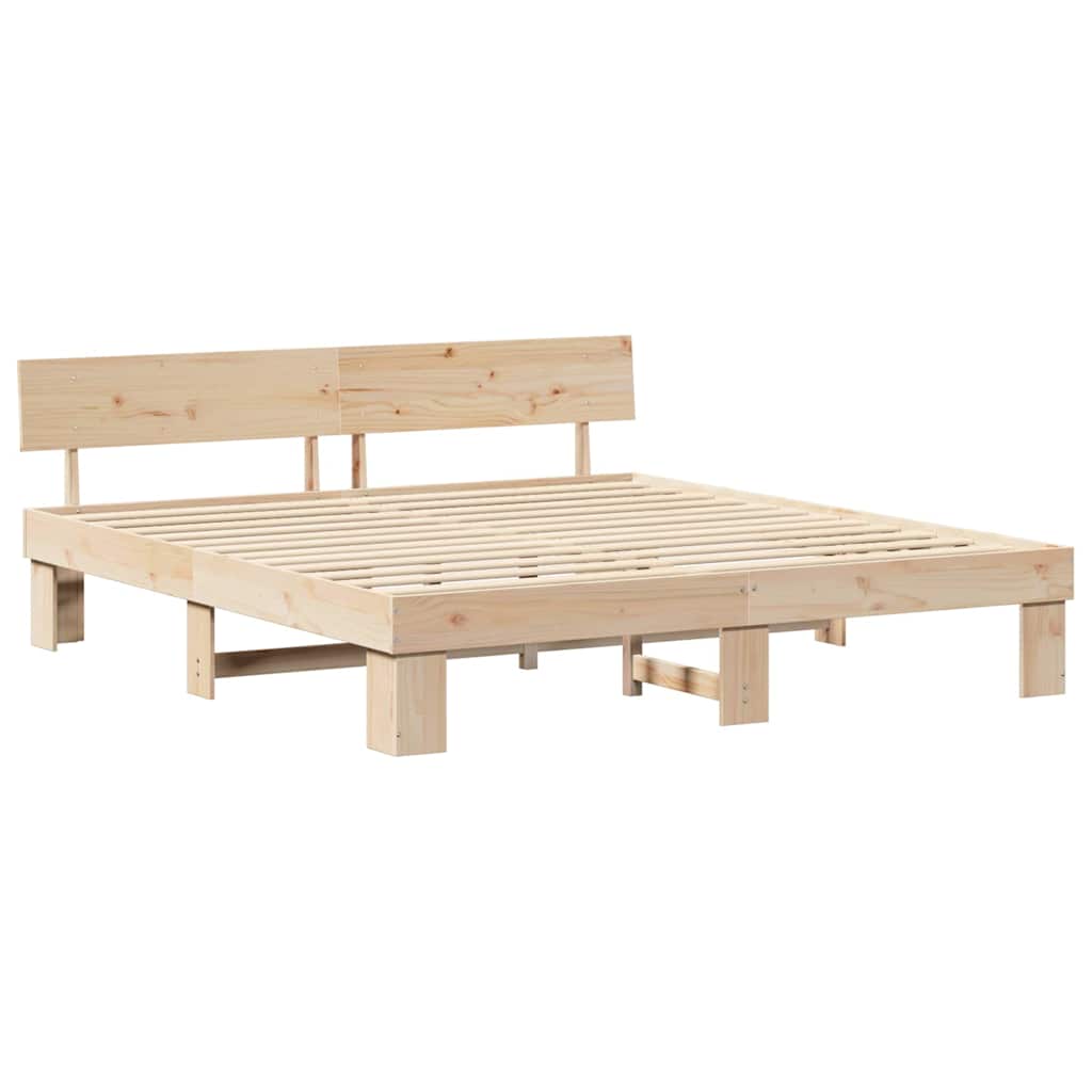 vidaXL Bedframe met hoofdeinde Bruin 200 x 200 cm Massief grenenhout