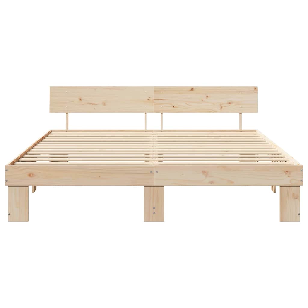 vidaXL Bedframe met hoofdeinde Bruin 200 x 200 cm Massief grenenhout
