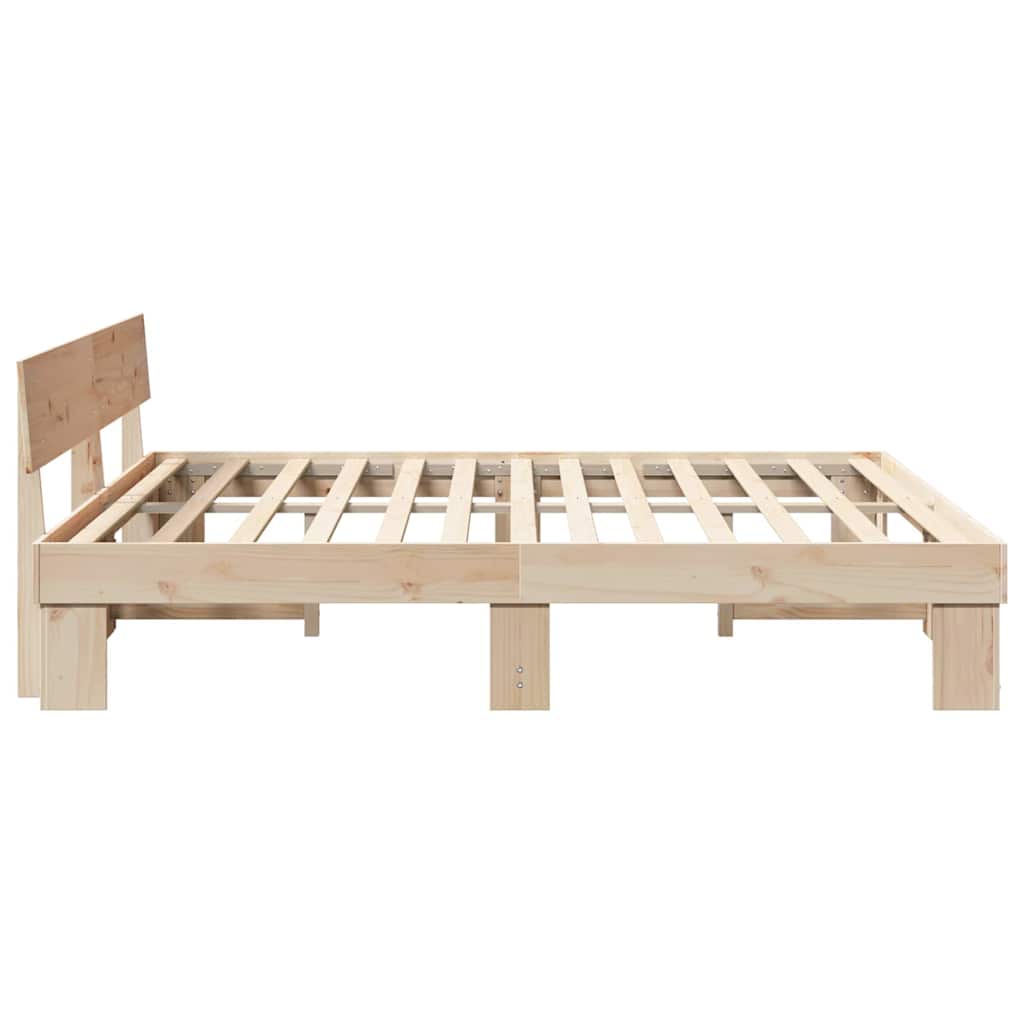 vidaXL Bedframe met hoofdeinde Bruin 200 x 200 cm Massief grenenhout