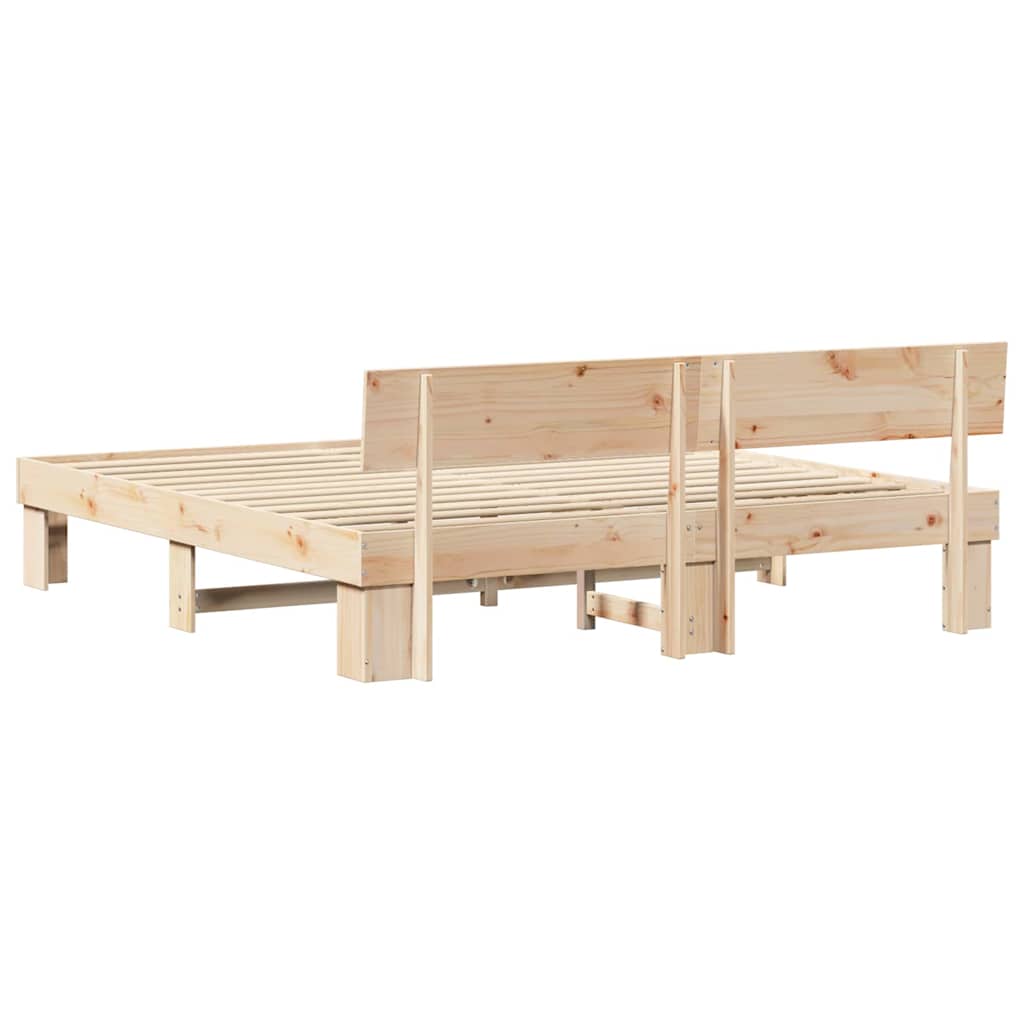 vidaXL Bedframe met hoofdeinde Bruin 200 x 200 cm Massief grenenhout