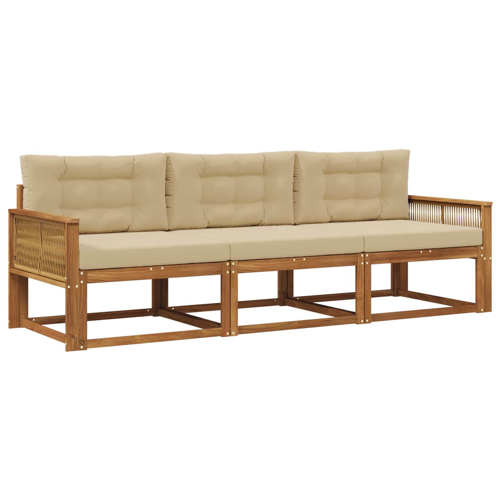vidaXL Buiten bankenset 3 pcs Naturel Massief Acaciahout