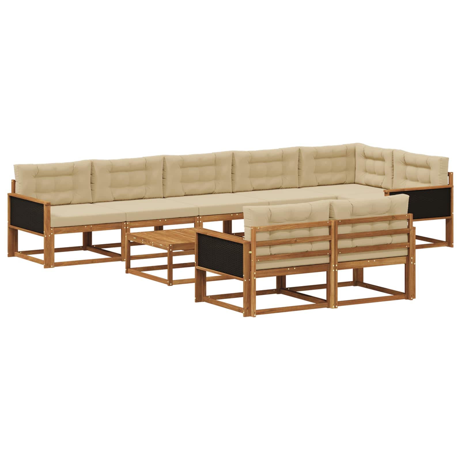 vidaXL Buiten bankenset 9 pcs Naturel Massief Acaciahout